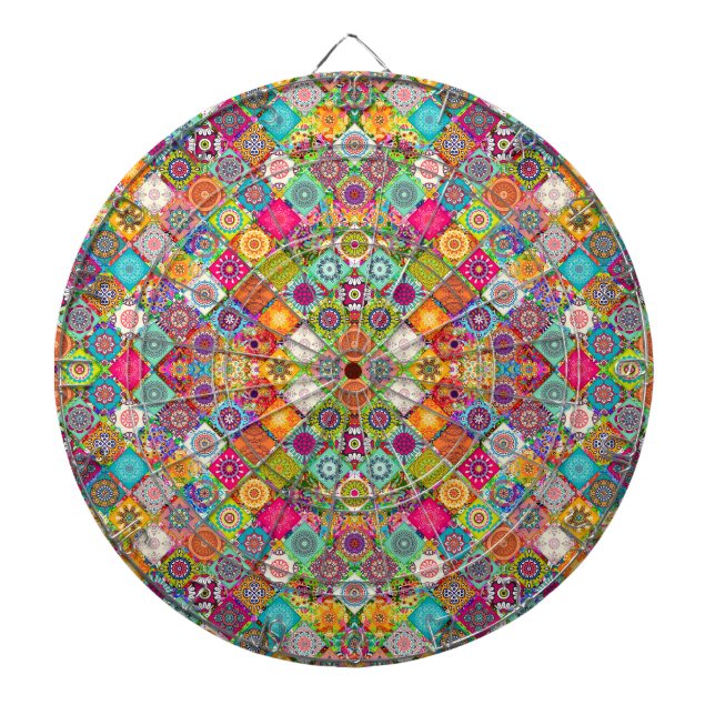 Cute colourful seamless decorative pattern dartboard (Front)