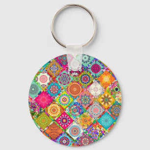 Cute colourful seamless decorative pattern key ring