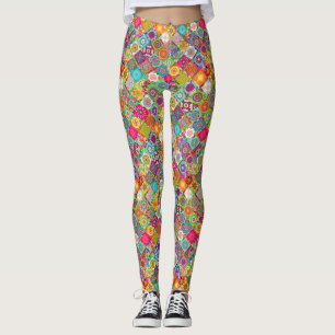 Cute colourful seamless decorative pattern leggings