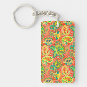 Cute colourful seamless paisley pattern key ring