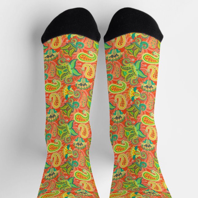 Cute colourful seamless paisley pattern socks (Top)