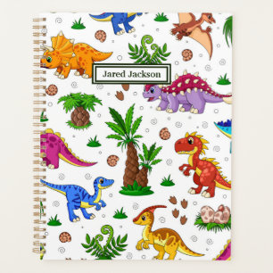 Cute Colourful Seamless Pattern Dinosaur  Planner