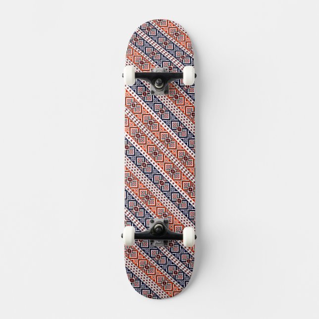 Cute colourful seamless ukrainian ornament skateboard (Front)