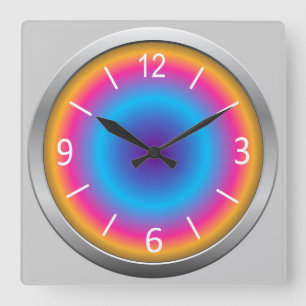 Cute & Colourful Shaded Simulated Neon Square Wall Clock