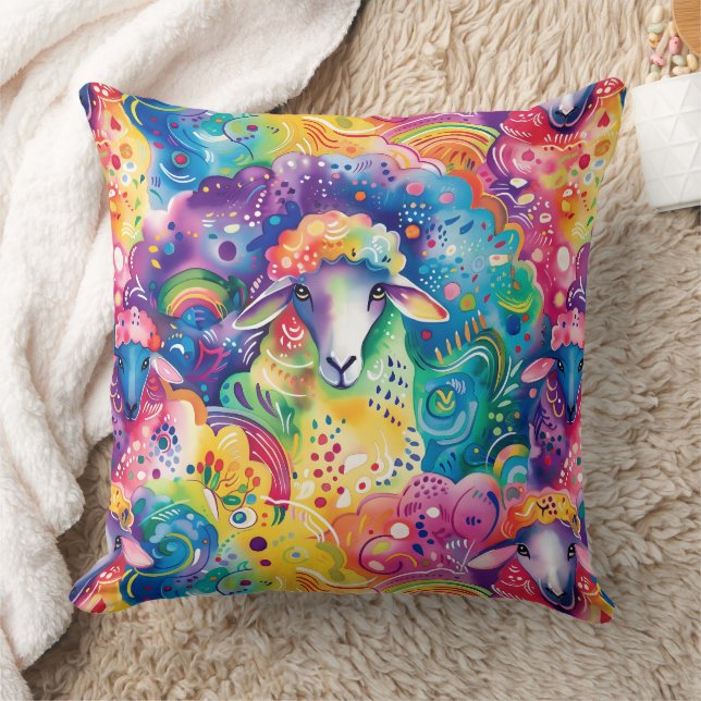 Cute colourful sheeps pattern cushion (Blanket)