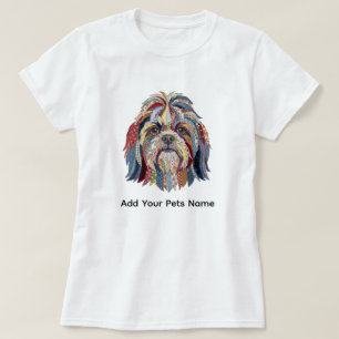 Cute Colourful Shih Tsu Dog Design T-shirt