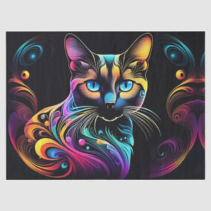Cute Colourful Siamese Cat Art Tissue Paper