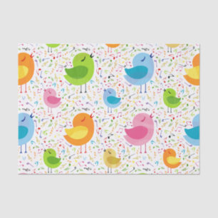 Cute Colourful Singing  Birds & Music Notes Patter Tissue Paper