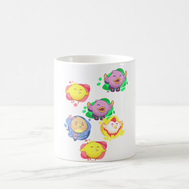 Cute Colourful Singing Chicks Coffee Mug (Center)