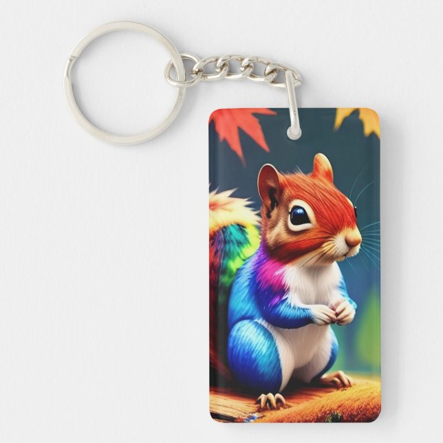 Cute Colourful Sitting Squirrel Key Ring (Front)