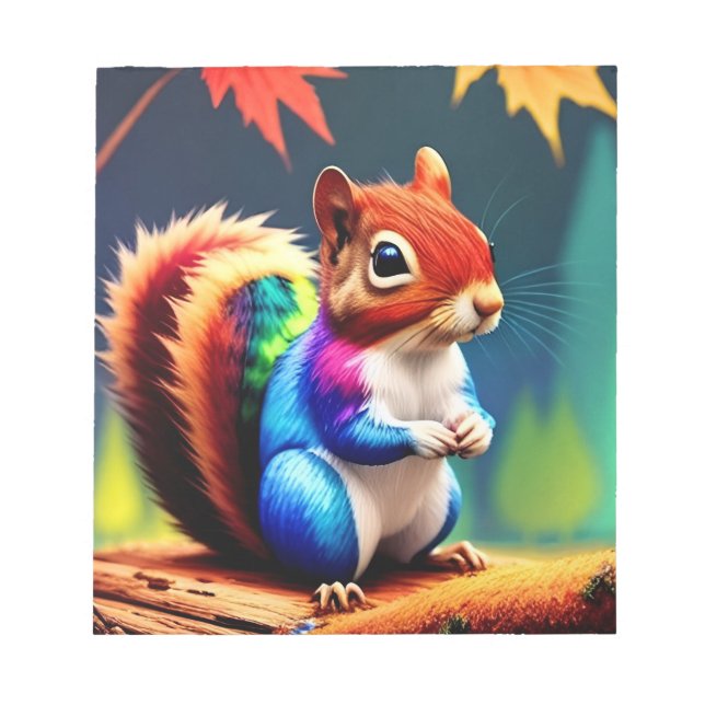 Cute Colourful Sitting Squirrel Notepad (Front)