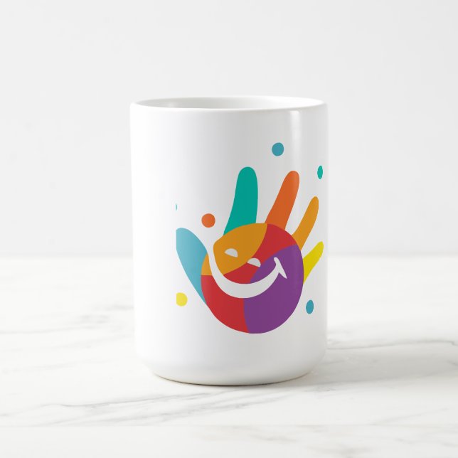 Cute Colourful Smile Handprint Coffee Mug (Center)