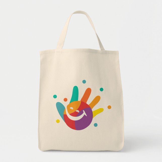 Cute Colourful Smile Handprint Eco-Friendly Tote B Bag (Front)