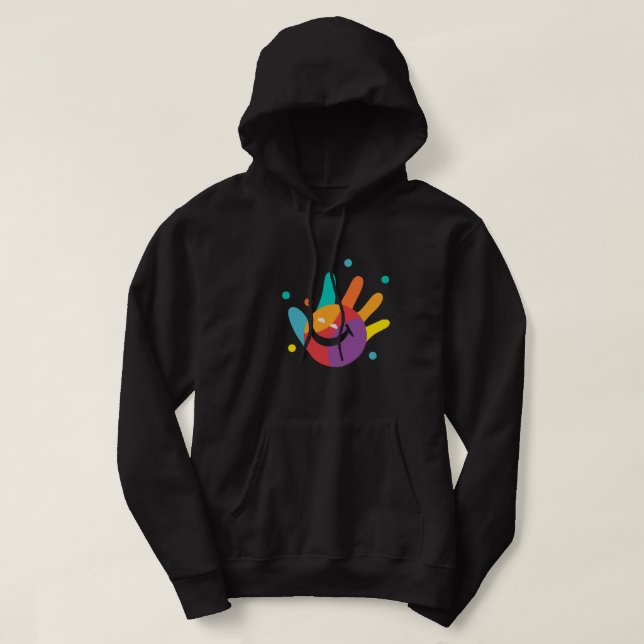 Cute Colourful Smile Handprint Unisex Pullover Hoo (Design Front)
