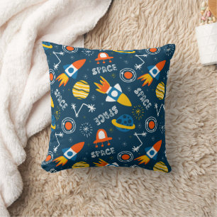 Cute Colourful Space Adventures Pattern Cushion