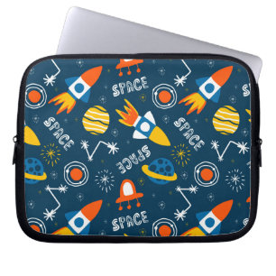 Cute Colourful Space Adventures Pattern Laptop Sleeve