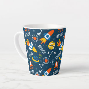 Cute Colourful Space Adventures Pattern Latte Mug