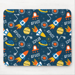 Cute Colourful Space Adventures Pattern Mouse Mat
