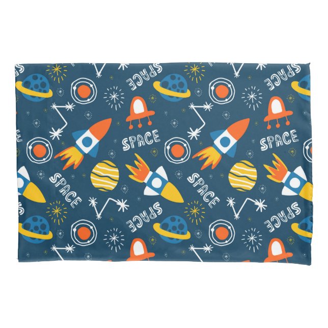 Cute Colourful Space Adventures Pattern Pillowcase (Front)