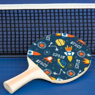 Cute Colourful Space Adventures Pattern Ping Pong Paddle