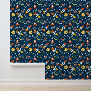 Cute Colourful Space Adventures Pattern Wallpaper