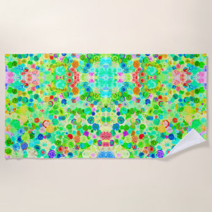 Cute colourful spiral cosmos patterns beach towel
