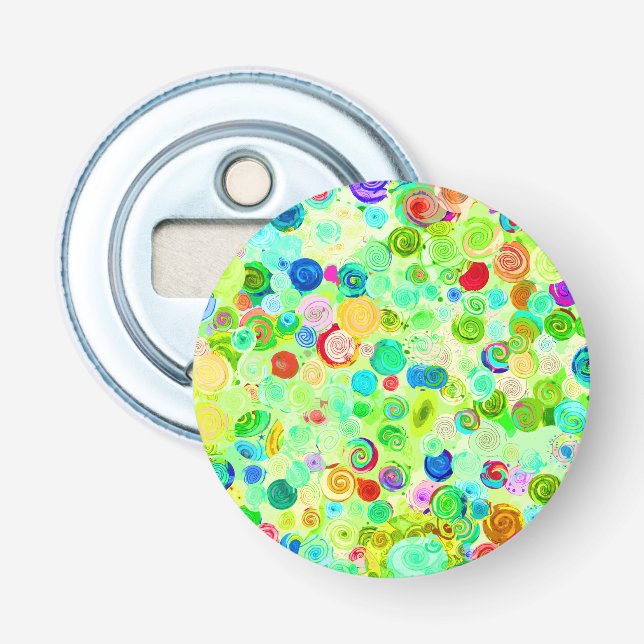 Cute colourful spiral cosmos patterns bottle opener (Front)