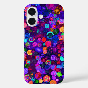 Cute colourful spiral cosmos patterns iPhone 16 case