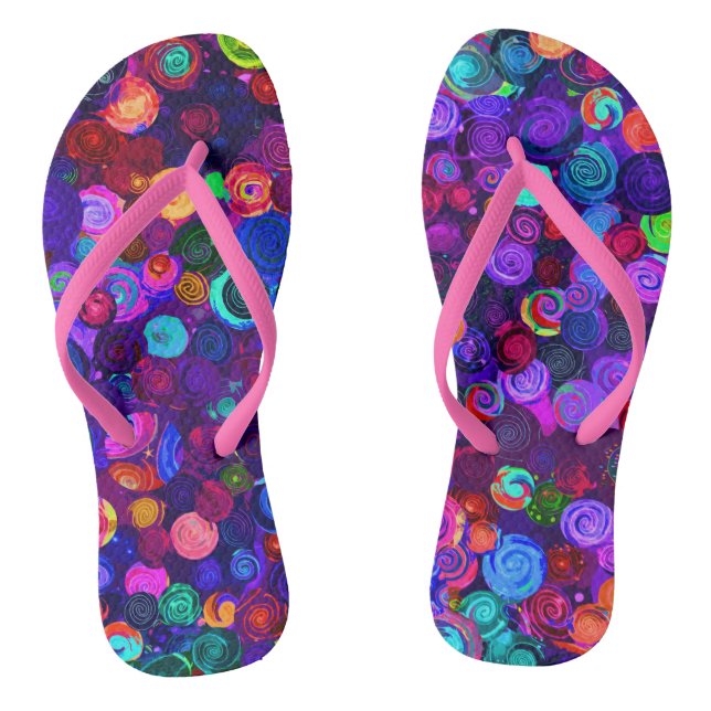 Cute colourful spiral cosmos patterns flip flops (Footbed)