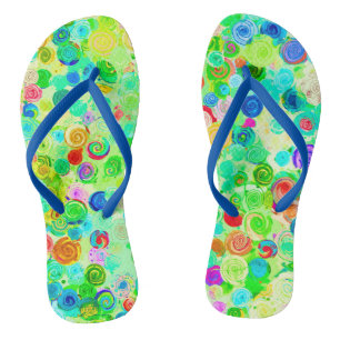 Cute colourful spiral cosmos patterns flip flops