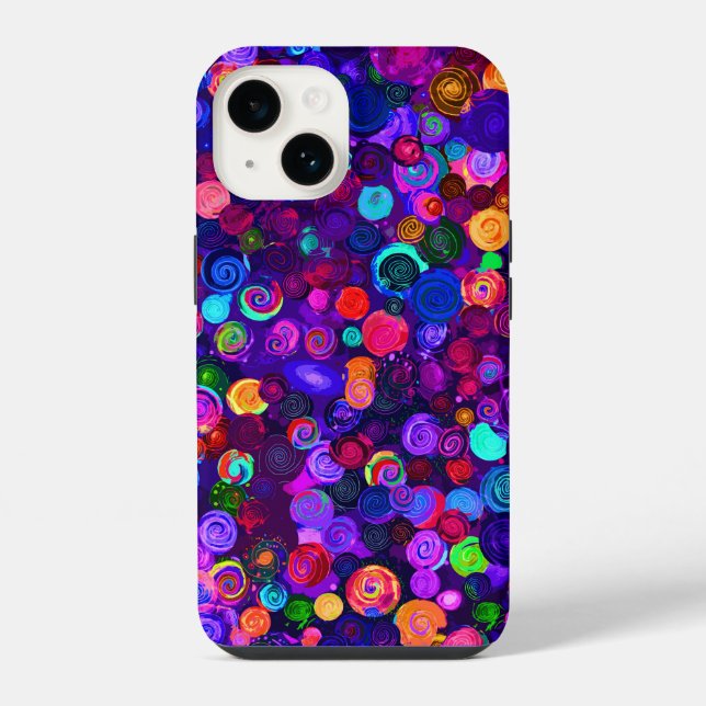Cute colourful spiral cosmos patterns iPhone case (Back)