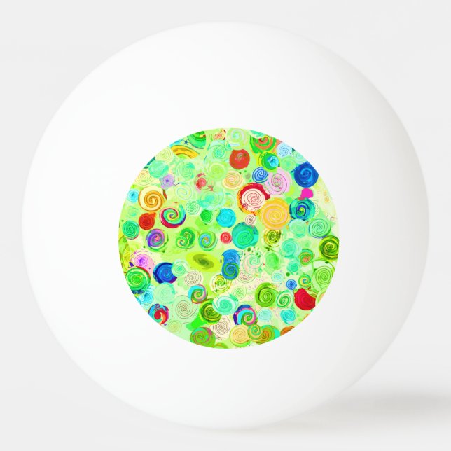 Cute colourful spiral cosmos patterns ping pong ball (Front)