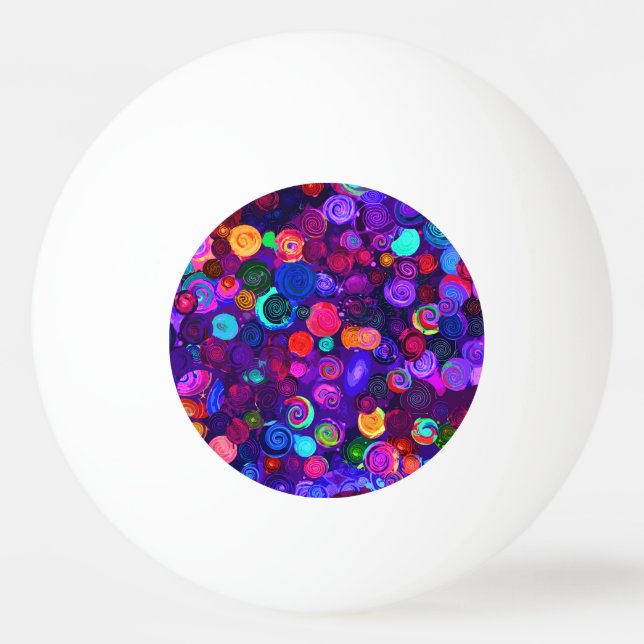 Cute colourful spiral cosmos patterns ping pong ball (Front)