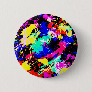 Cute colourful splatter paint car flag 6 cm round badge