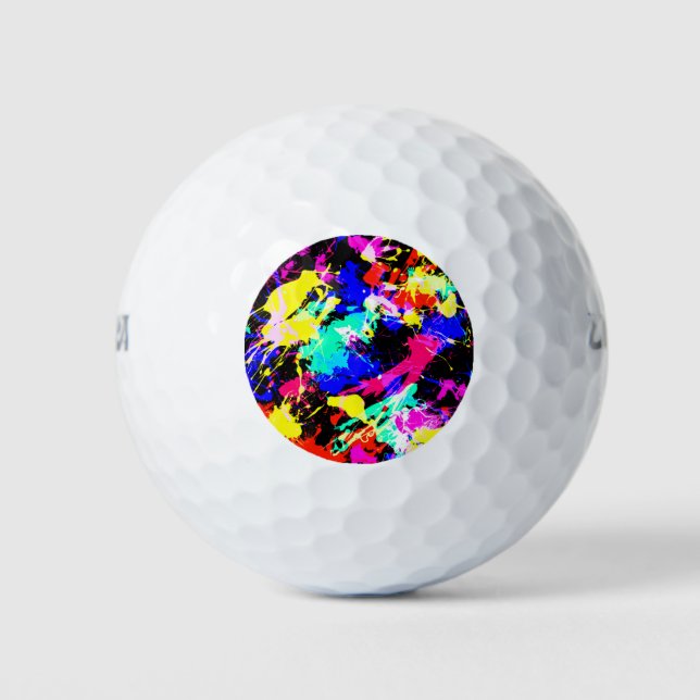 Cute colourful splatter paint car flag golf balls (Front)