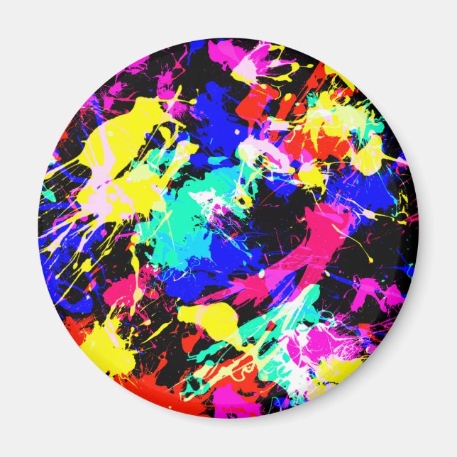 Cute colourful splatter paint car flag magnet (Front)