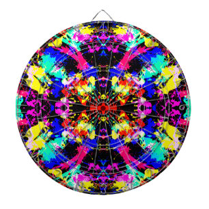 Cute colourful splatter paint dartboard