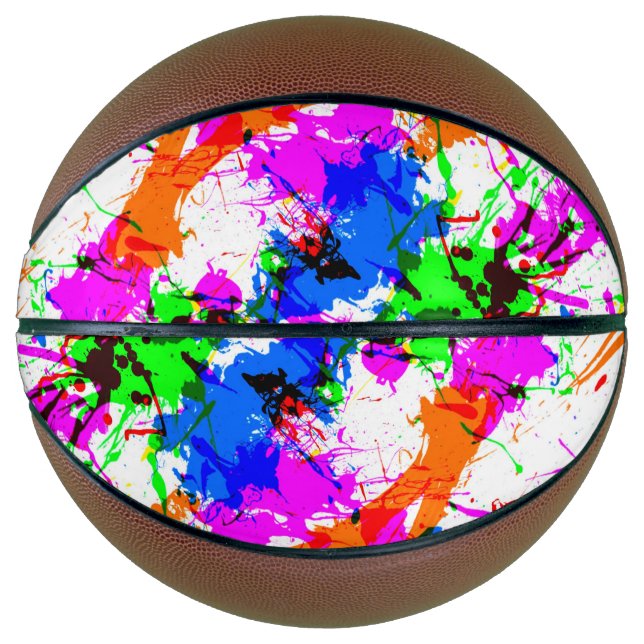 Cute colourful splatter paint design basketball (Front)