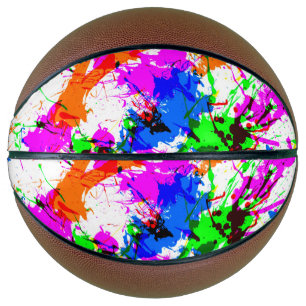 Cute colourful splatter paint design basketball