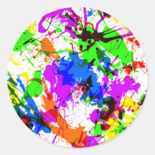 Cute colourful splatter paint design classic round sticker