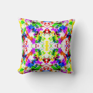Cute colourful splatter paint design cushion