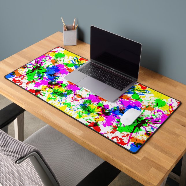 Cute colourful splatter paint design desk mat (Office 2)