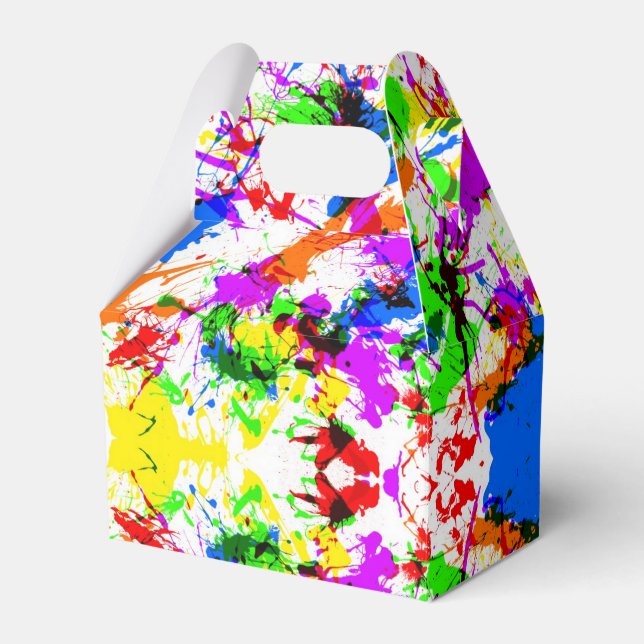 Cute colourful splatter paint design favour box (Front Side)