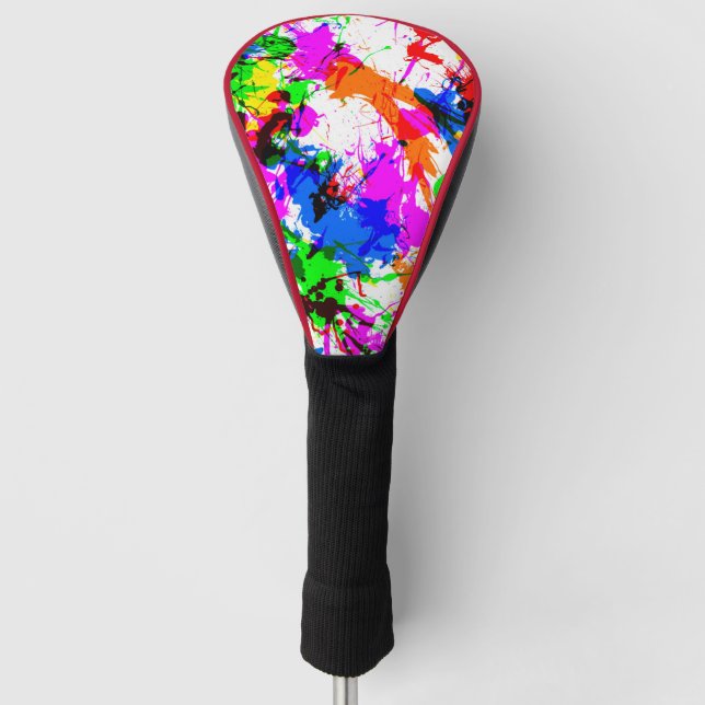Cute colourful splatter paint design golf head cover (Front)