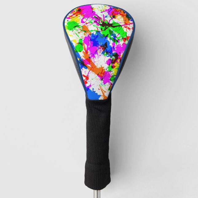 Cute colourful splatter paint design golf head cover (Front)