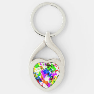 Cute colourful splatter paint design key ring