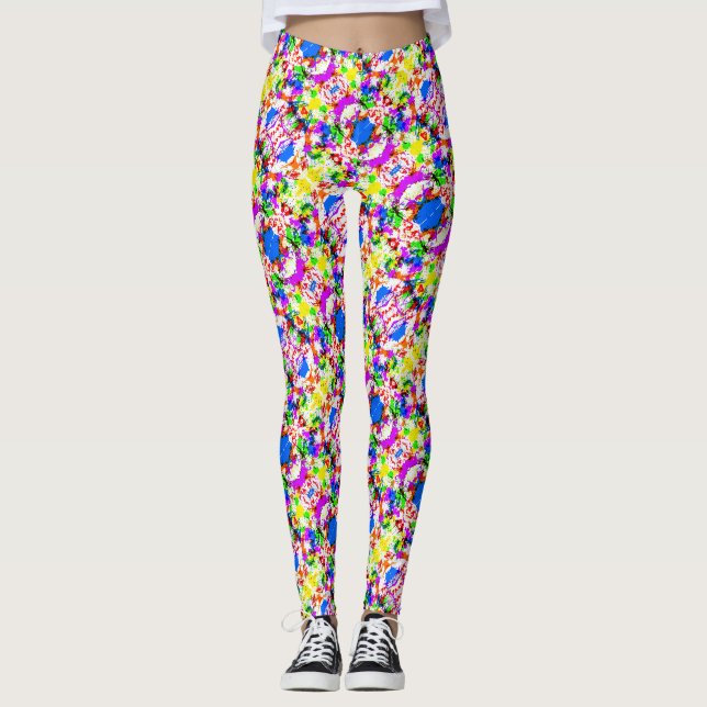 Cute colourful splatter paint design leggings (Front)