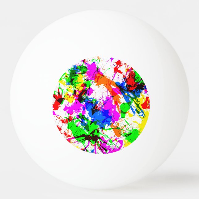 Cute colourful splatter paint design ping pong ball (Front)