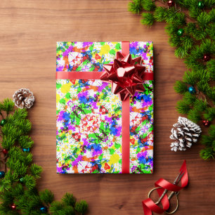 Cute colourful splatter paint design wrapping paper