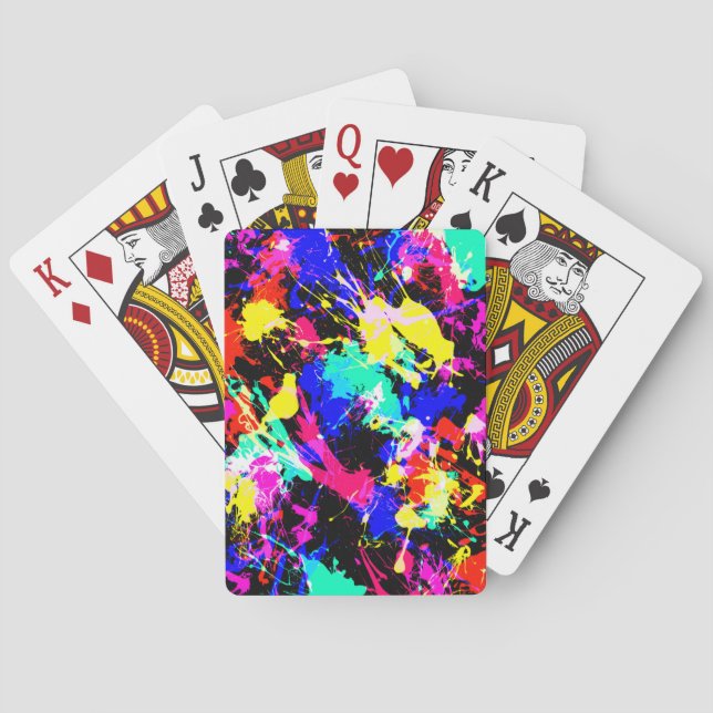 Cute colourful splatter paint playing cards (Back)